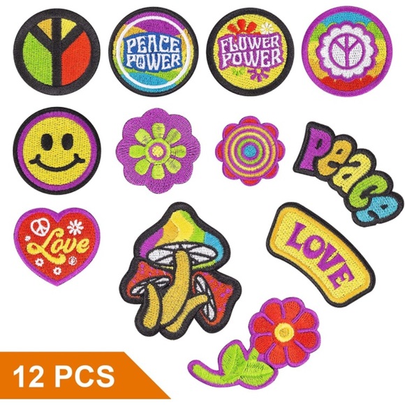 12 Pcs.Peace Patch iron on patches - Picture 2 of 7